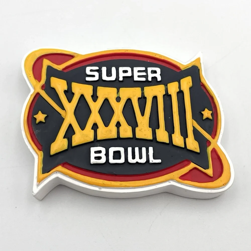 2004 Super Bowl XXXVIII Houston Patriots Panthers Hat Boot Figure Magnet Set NFL
